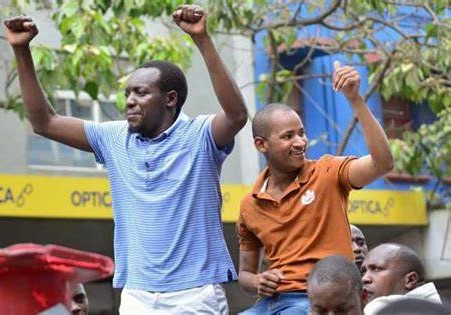 Kisii Governor Simba Arati (left) and Babu Owino